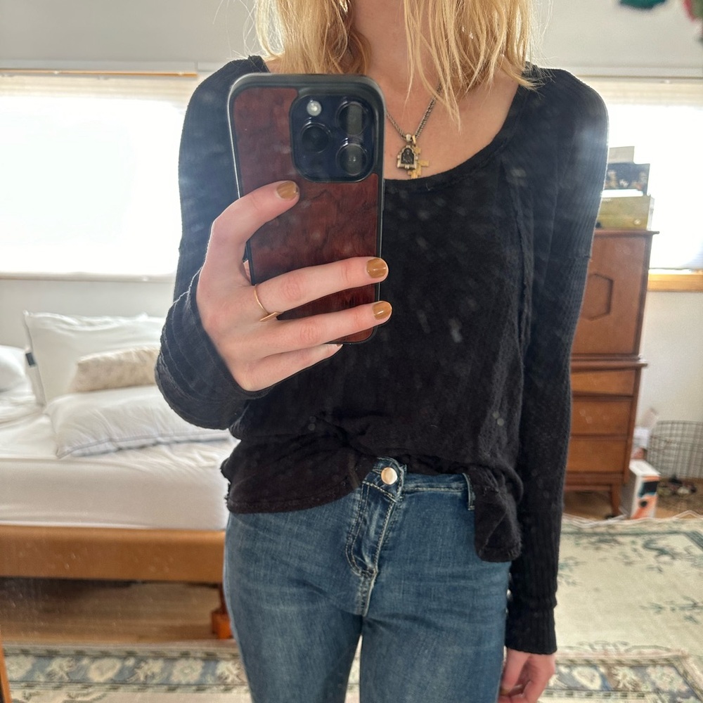 Free People Comfy Oversized Black Long Sleeve
